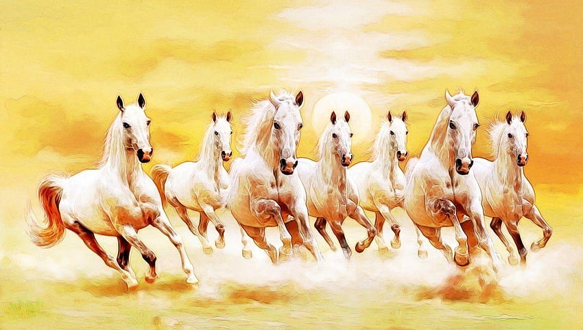 Running Horse 7, sete cavalos papel de parede HD