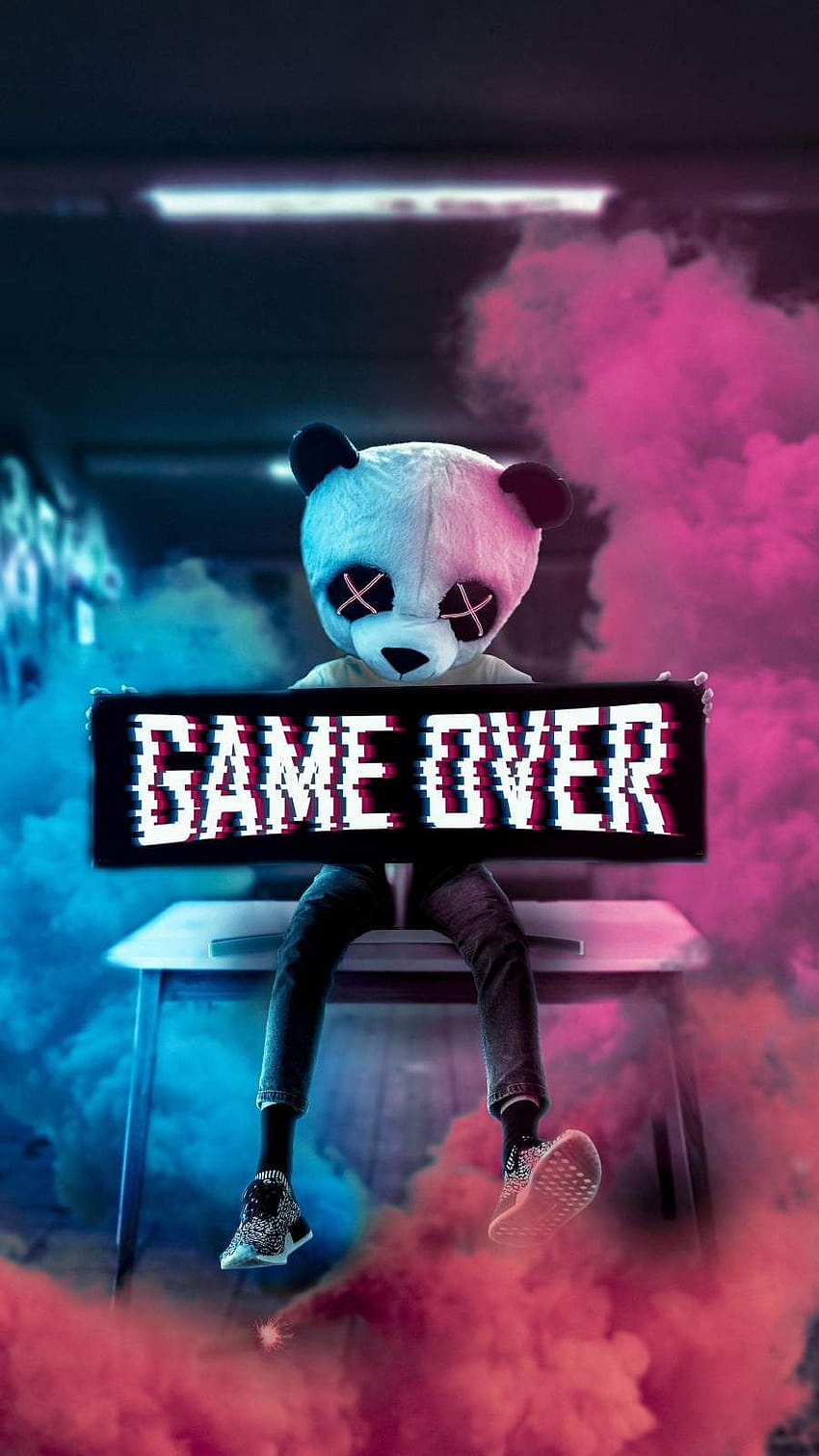 Game Over Panda iPhone, геймърска панда HD тапет за телефон