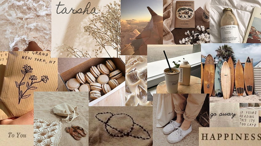 Aesthetic Tan Laptop posted by Sarah Cunningham, brown collage HD wallpaper