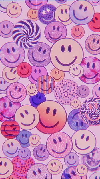 Lavender and Purple Dripping Smiley Design  Drip smiley face wallpaper  Warped smiley face wallpaper Preppy wallpaper