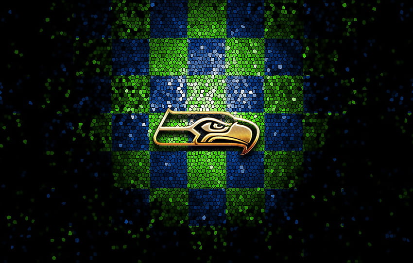 sport, logo, NFL, glitter, checkered, Seattle Seahawks , section спорт, nfl seahawks HD wallpaper