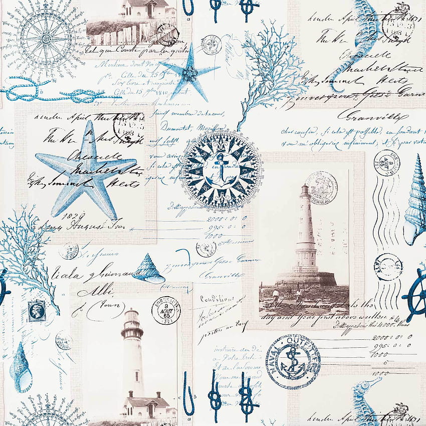 Nautical lighthouse vintage postcard French writing – Swanky Babs HD phone wallpaper