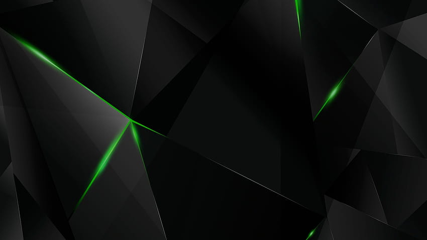 Abstract Black and Backgrounds, black and green shards HD wallpaper