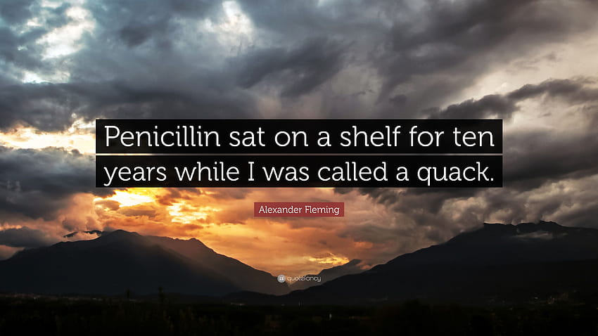 Alexander Fleming Quote: “Penicillin sat on a shelf for ten years while I was called a quack.” HD wallpaper