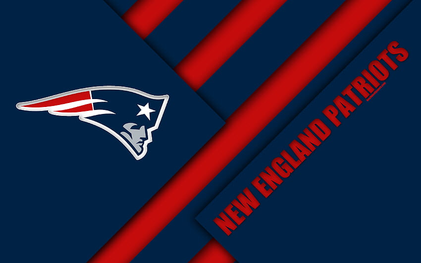 New England Patriots, logo, NFL, blue red abstraction, AFC East, material design, American football, New England, USA, National Football League with resolution 3840x2400. High Quality HD wallpaper
