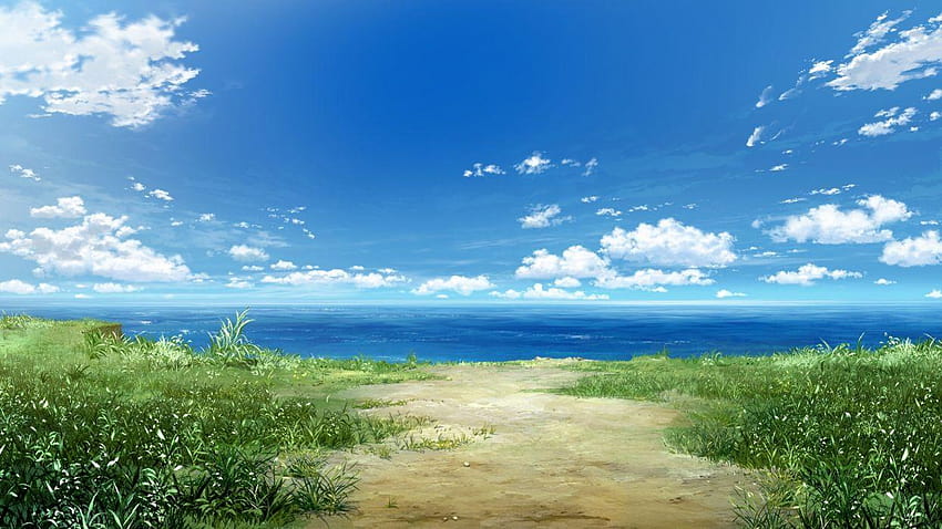 Mar de anime, paisaje de hierba de anime fondo de pantalla | Pxfuel