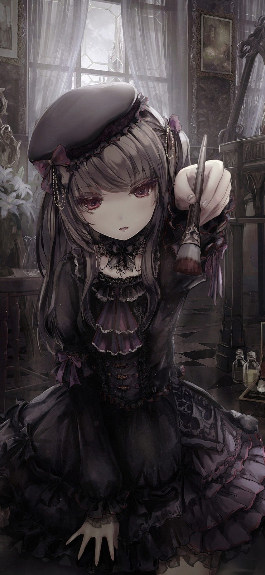 Gothic Anime Girl, cartoon goth girl HD phone wallpaper