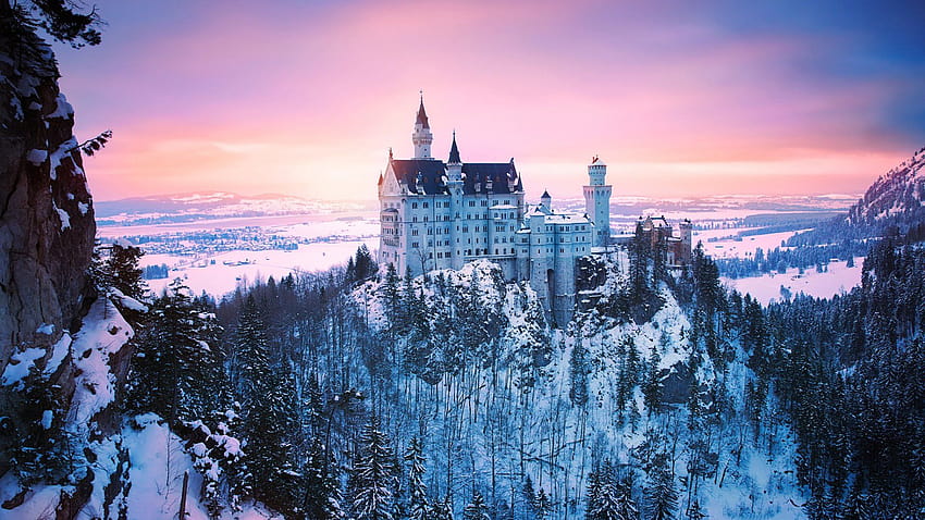 Germania Baviera Castello di Neuschwanstein Inverno 1920x1080, Baviera inverno Sfondo HD