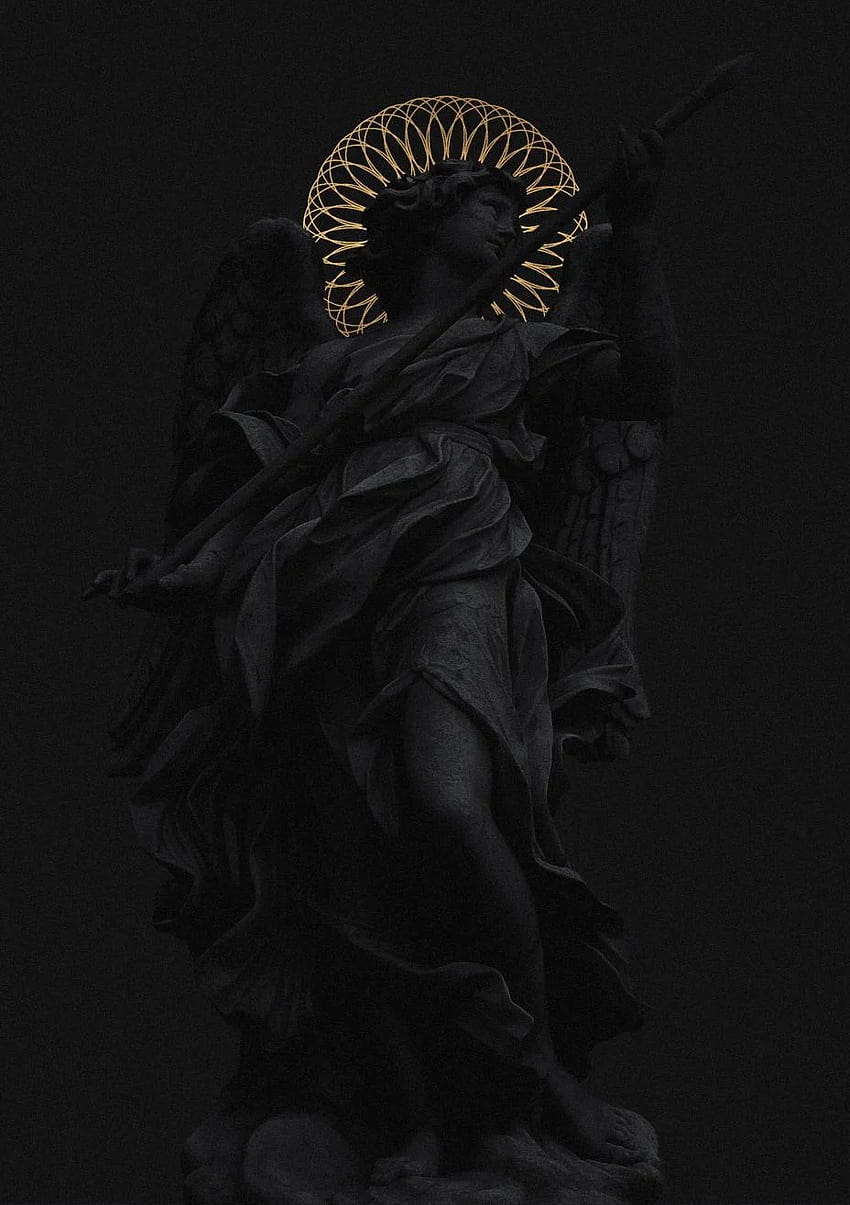 Черен ангел, статуя на ангел HD тапет за телефон