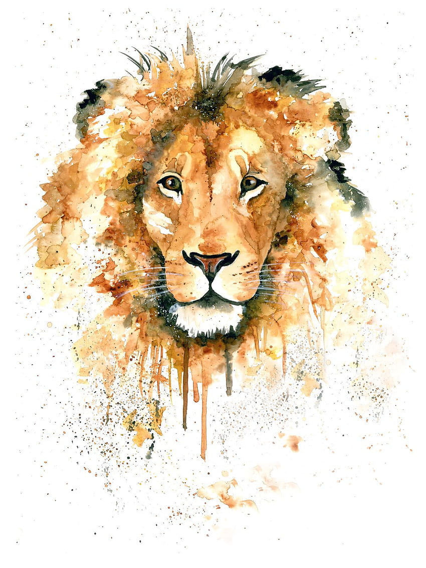 Lion Watercolor, watercolour animal HD phone wallpaper