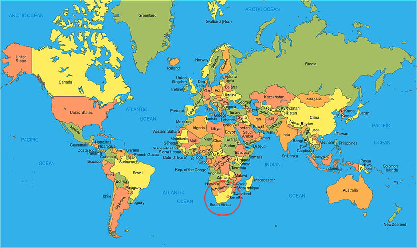 Länderkarte, Weltkarte mit Hauptstadt HD-Hintergrundbild