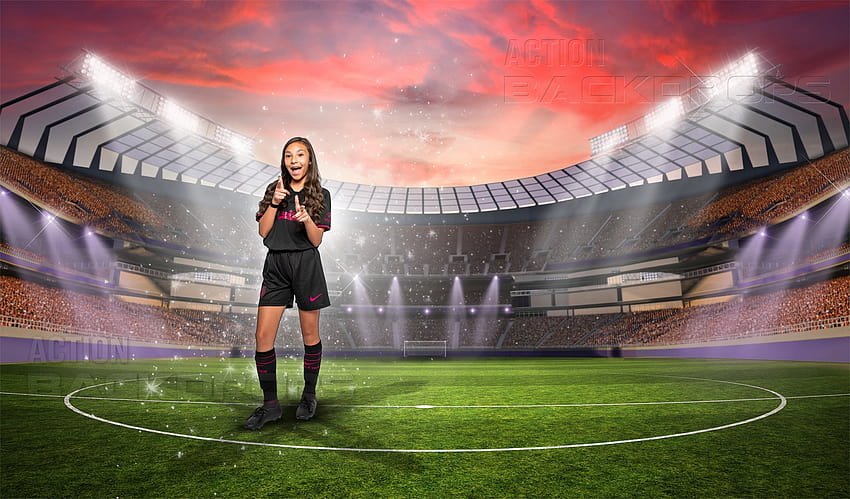 Digital Backdrop graphy Soccer Stadium PURPLE SUNSET HD wallpaper