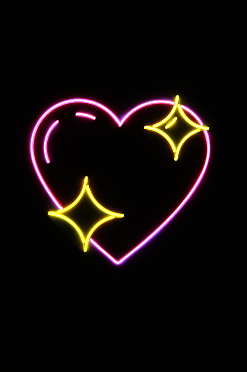 Herz mit Sternen Emoji NEON, neon emoji HD phone wallpaper | Pxfuel