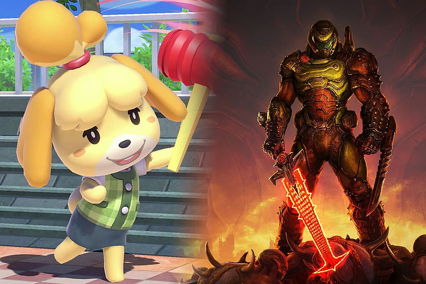 How did Animal Crossing's Isabelle and the Doomguy become best friends? HD wallpaper