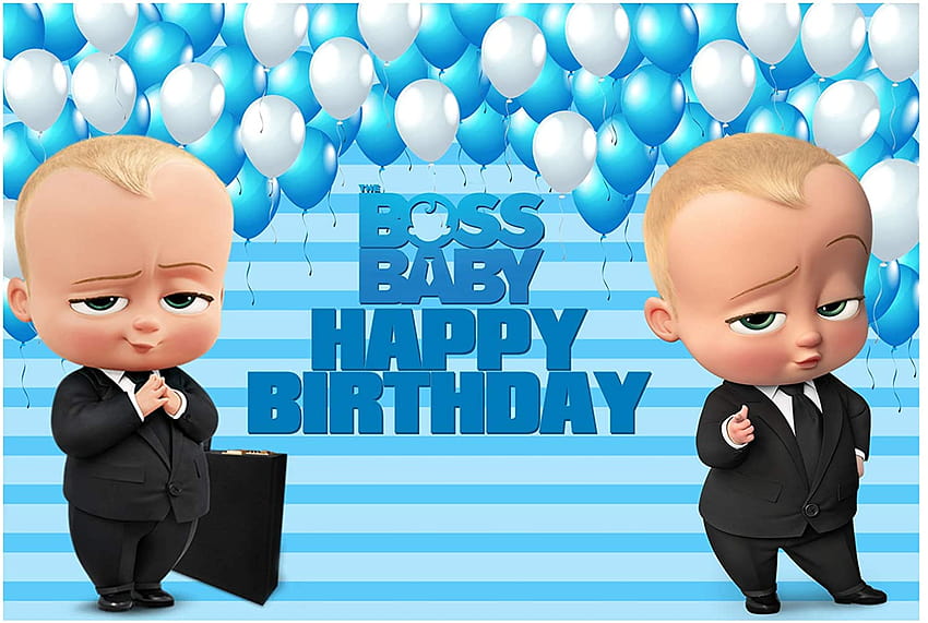 Amazon : Arrière-plans, Boss Boy Happy Birtay graphy Backdrops Little Baby Blue White Balloons Stripes Party Banner Graphic Studio Props 7X5ft: Camera &, the boss baby family business Fond d'écran HD