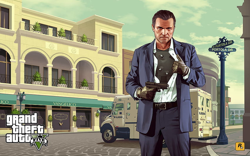 : Grand Theft Auto V, Michael De Santa, ART, GTA, screenshot 2880x1800, gta v michael de santa HD wallpaper