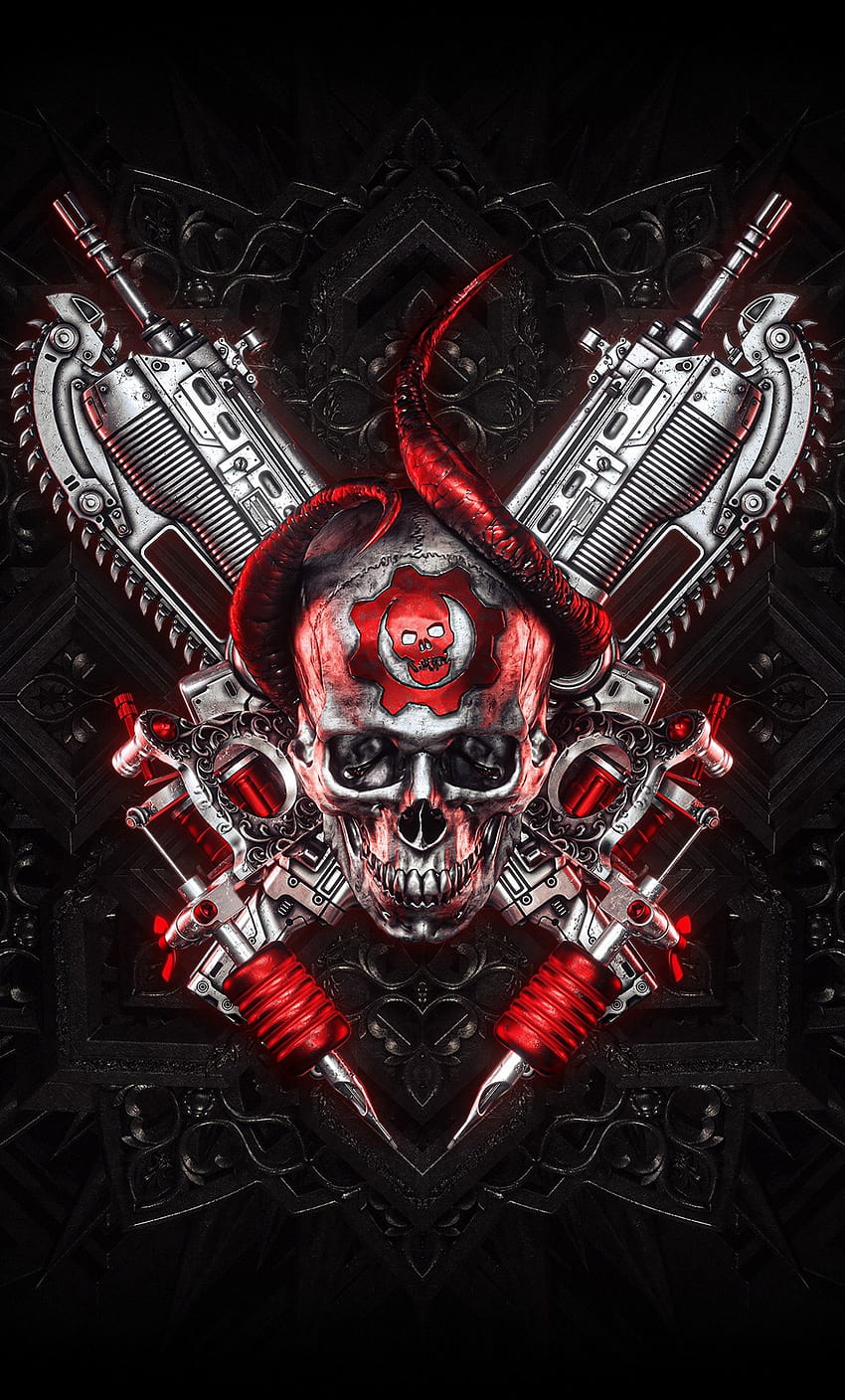 Schädel und Waffen, Gaming-Schädel HD-Handy-Hintergrundbild