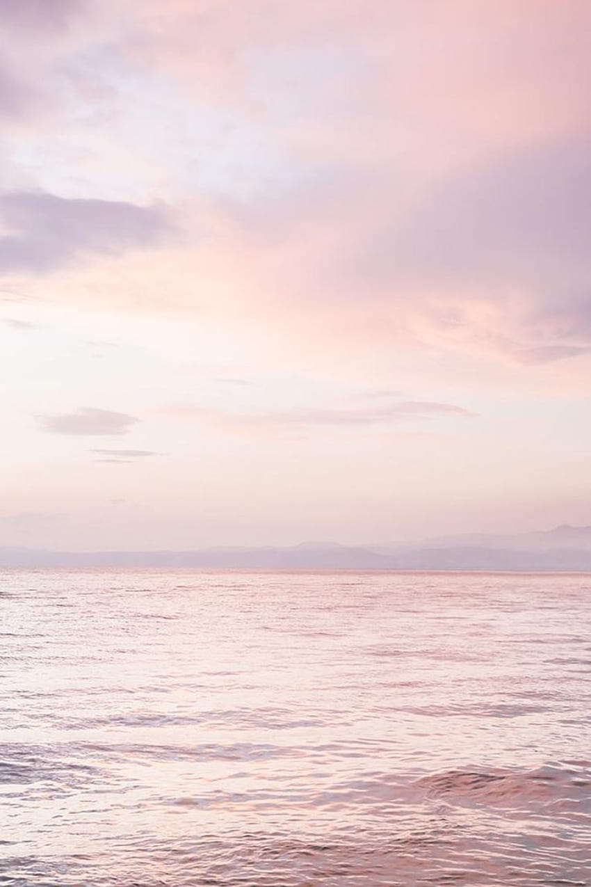 Ocean Sunset Print Ocean graphy Pink Clouds Sunset, rubor estético fondo de pantalla del teléfono
