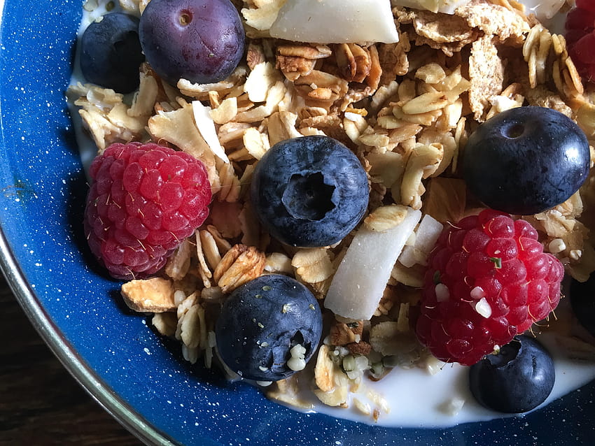 cereal, granola, blueberries : HD wallpaper
