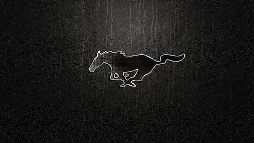Logo Ford Mustang, logo Mustang nero Sfondo HD