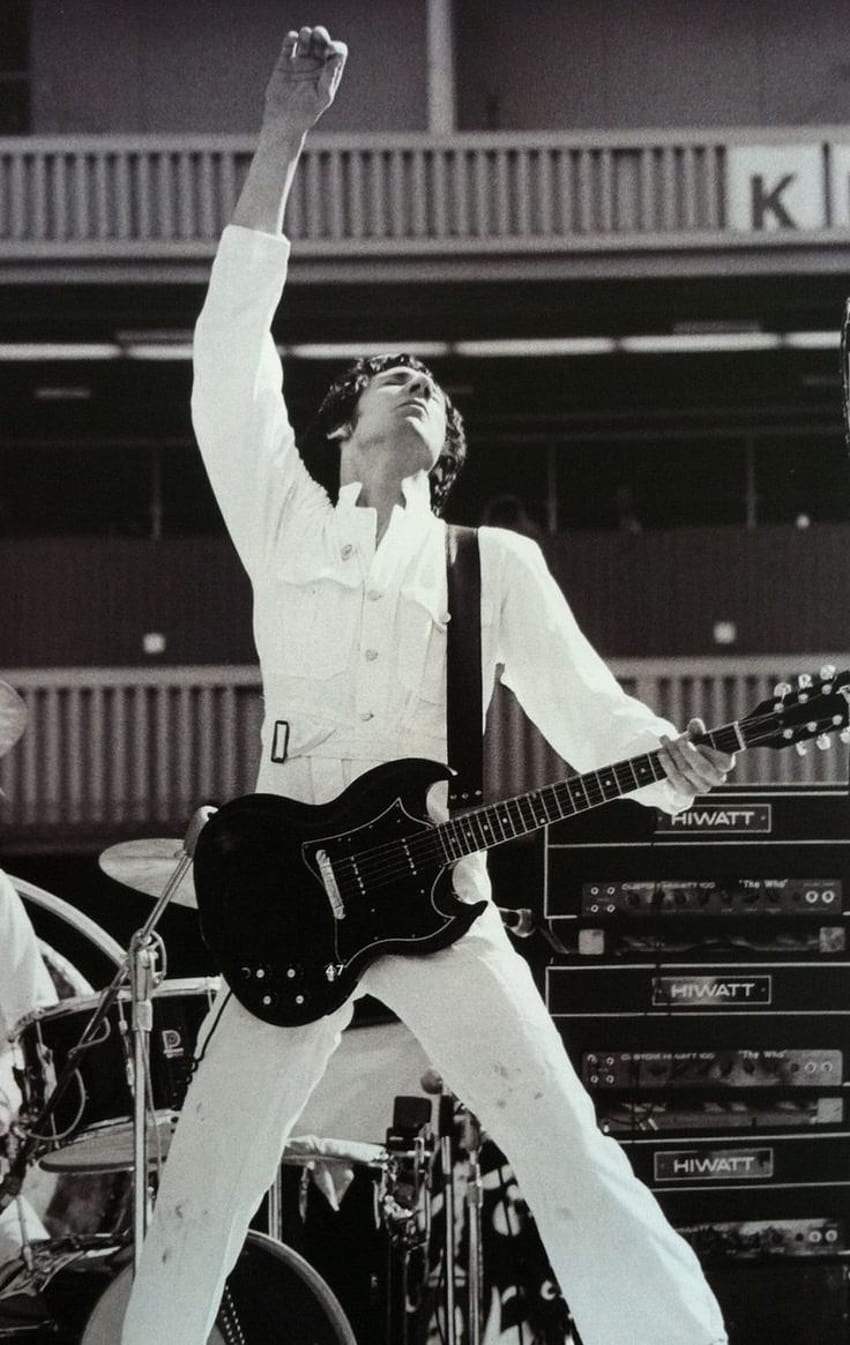 Pete Townshend występujący z The Who w Kalifornii, 1970. Tapeta na telefon HD
