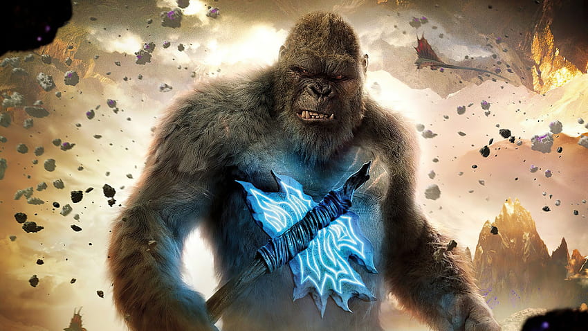 Godzilla Vs Kong / 영화 Godzilla Vs Kong King Kong Flare / 전설은 자연의 가장 강력한 두 세력인 고질라와 콩으로 충돌합니다. HD 월페이퍼