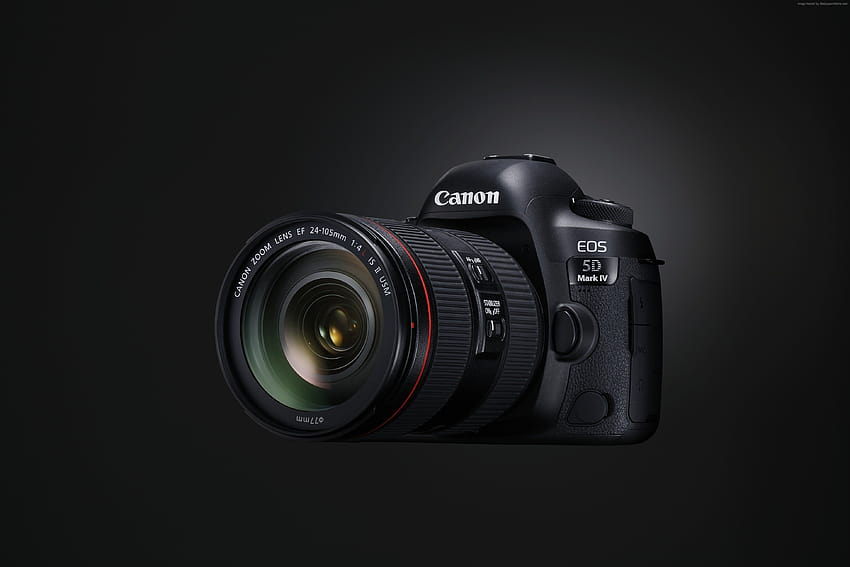 Черен DSLR фотоапарат Canon EOS, фотоапарат черен HD тапет