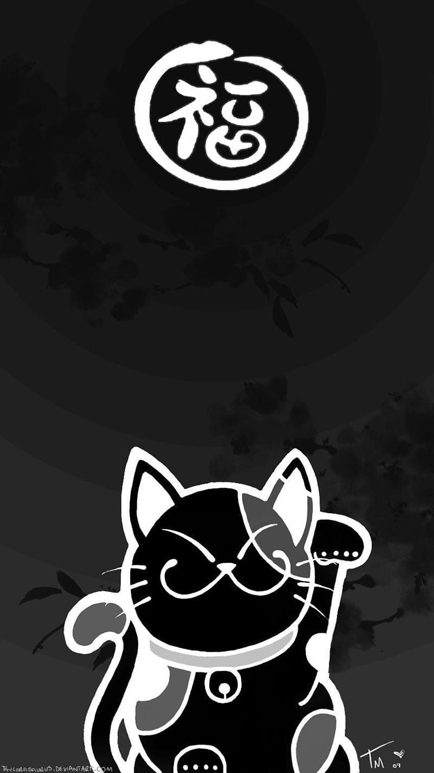 Maneki Neko iPhone, gato de la suerte fondo de pantalla del teléfono