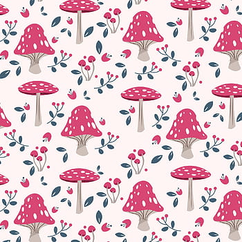 Mushrooms Fabric  Mushroom wallpaper Cottagecore wallpaper Stuffed  mushrooms