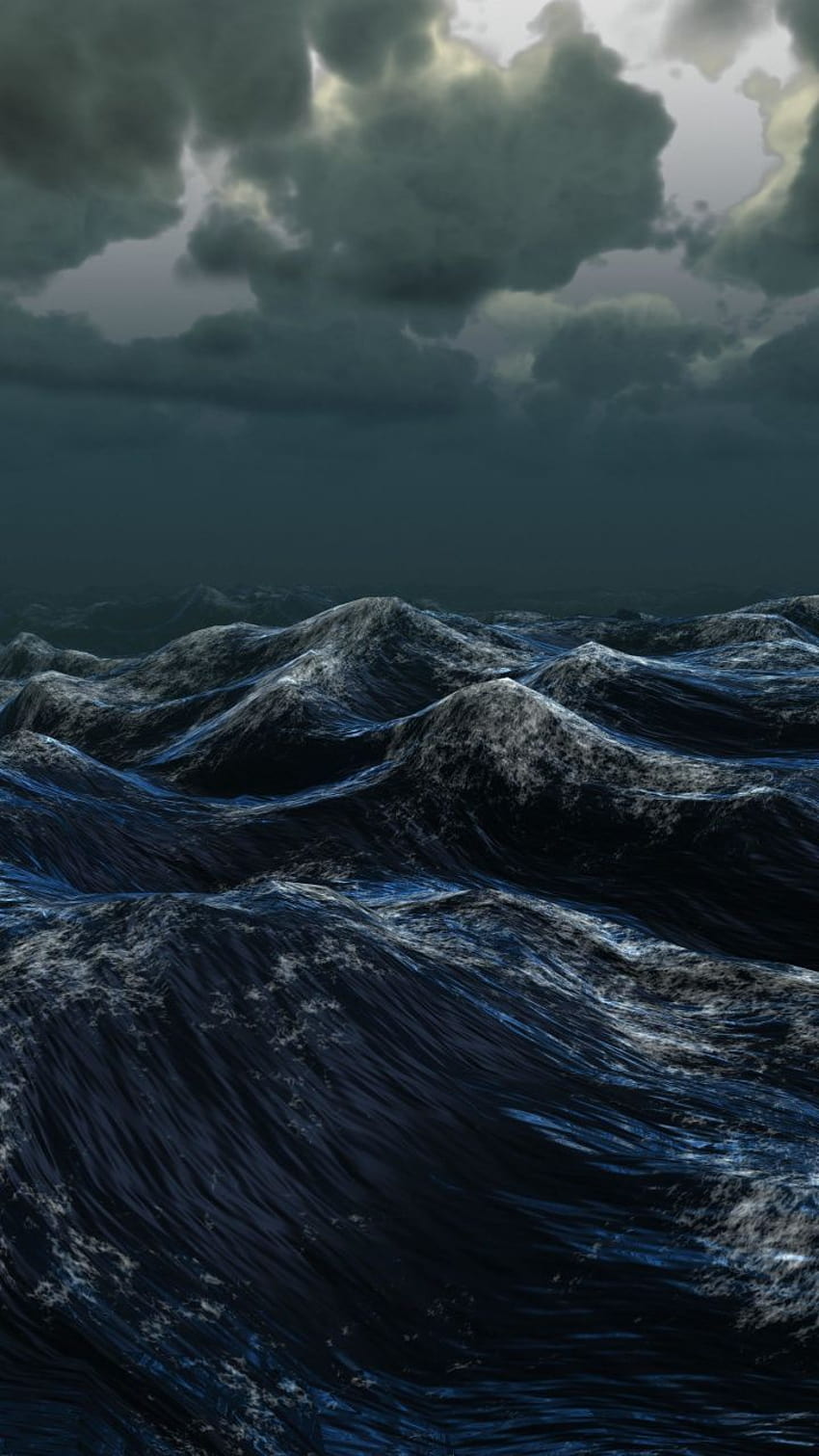 Nature, ocean, sea, body of water, dark, storm, 720x1280, stormy night in the sea phone HD phone wallpaper