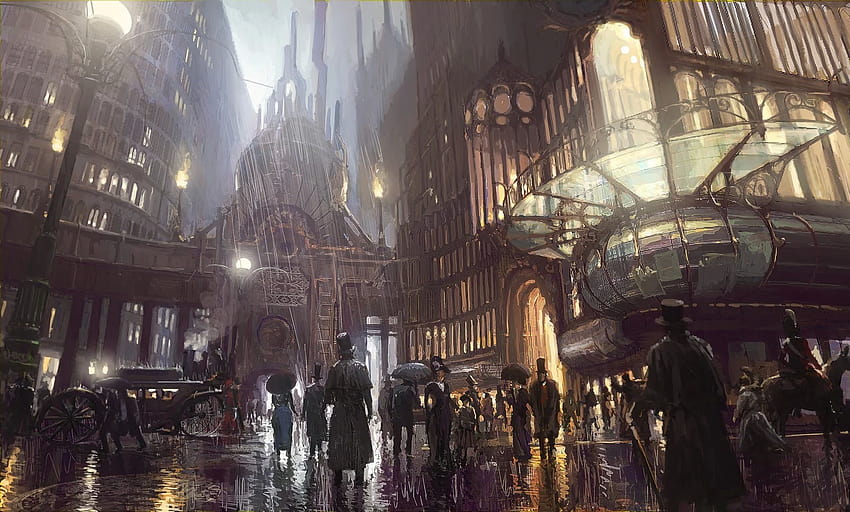 steampunk, City, Artwork, Concept Art, Fantasy Art / and Mobile Backgrounds, steampunk city HD wallpaper