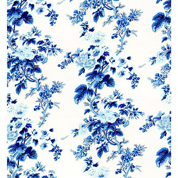 Hollyhocks by Sanderson  French Blue  Ivory  Wallpaper  Wallpaper Direct