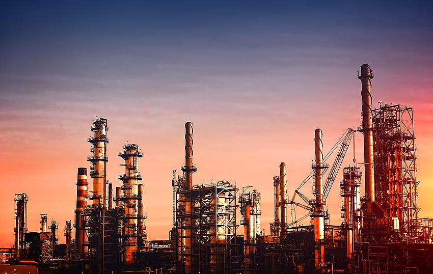 : Oil Refinery at Dusk HD wallpaper