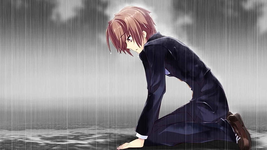 Persona llorando arrodillada Anime, hombre llorando anime fondo de pantalla