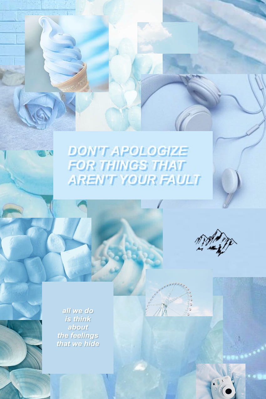 A light blue collage., aesthetic baby blue collage HD phone wallpaper