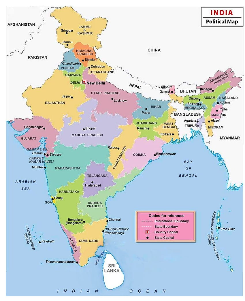 インド地図、州と首都、インドの地図 HD電話の壁紙