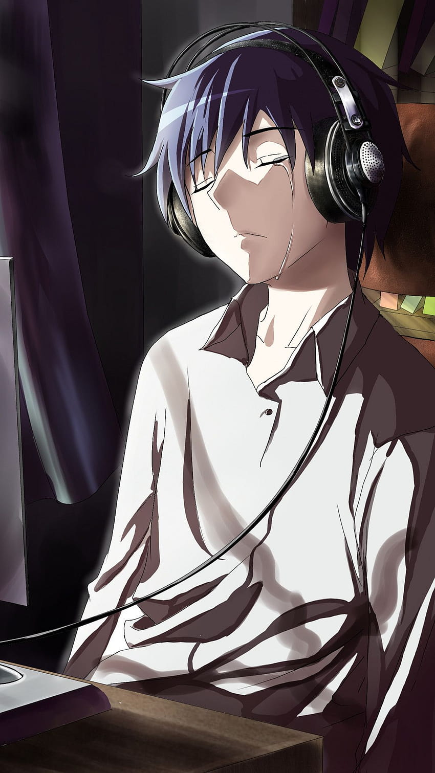 Sad Anime Guy, anime chico solitario fondo de pantalla del teléfono