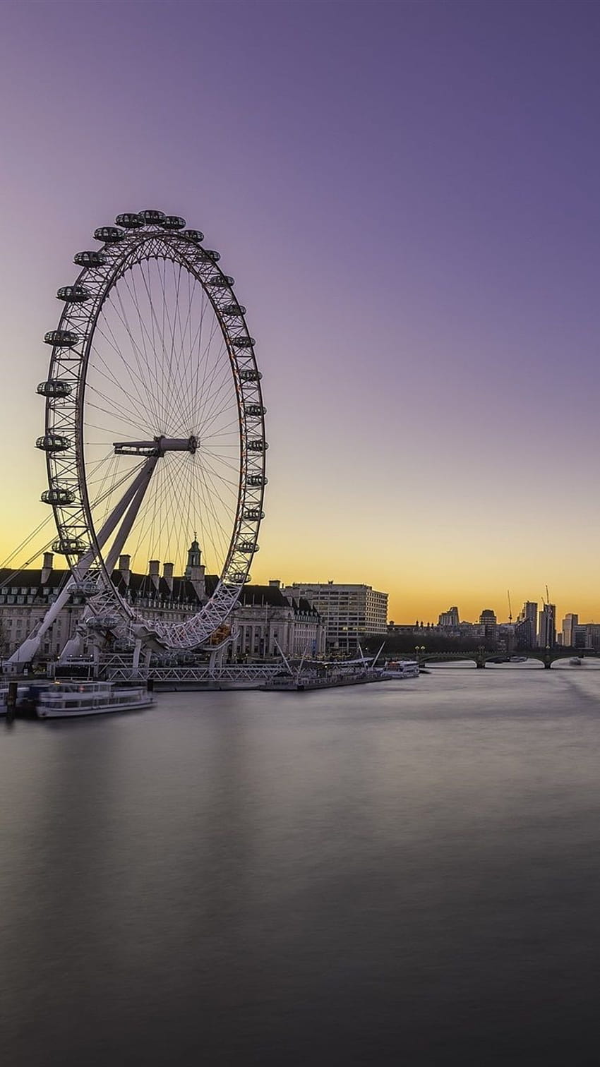 Embankment, London, England, dusk, river, bridge, ferris wheel, london eye iphone HD phone wallpaper