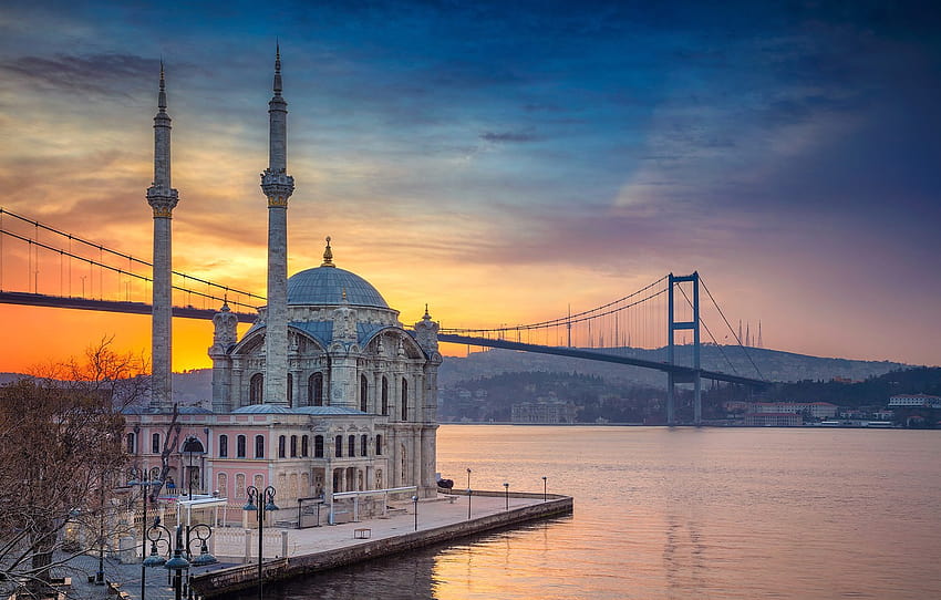 bridge, Strait, mosque, Istanbul, Turkey, Ortakoy , section город, istanbul mosque HD wallpaper