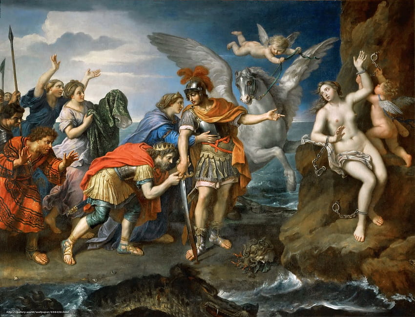 Mignard, Pierre, Perseus and Andromeda, in the resolution 3920x2995 HD wallpaper