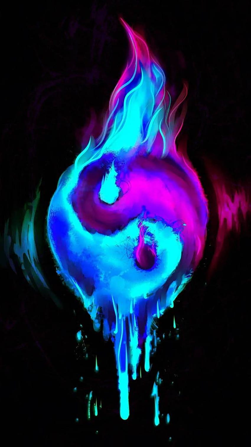 Yin y yang de AXLKID, fuego yin yang fondo de pantalla del teléfono
