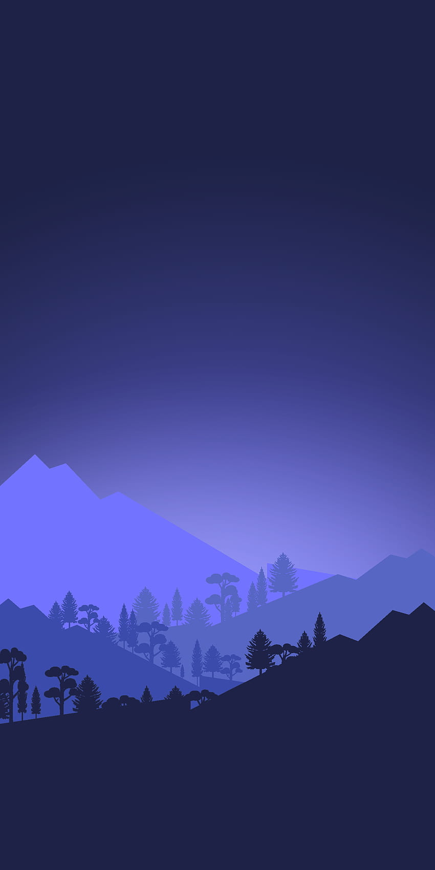 Purple Mountains Pine Trees, vector forest HD phone wallpaper