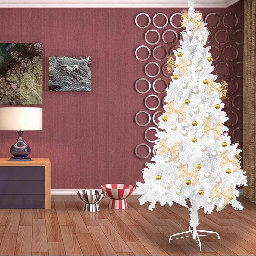 The Holiday Aisle® Weihnachtsbaum mit Schneebesatz, 2,1 m, künstlicher Weihnachtsbaum, aufklappbarer Weihnachtsbaum, 800 Zweigspitzen, unbeleuchteter Weißkiefern-Weihnachtsbaum für Feiertags- und Festivaldekoration mit Metallständer, Schneeflocken HD-Handy-Hintergrundbild
