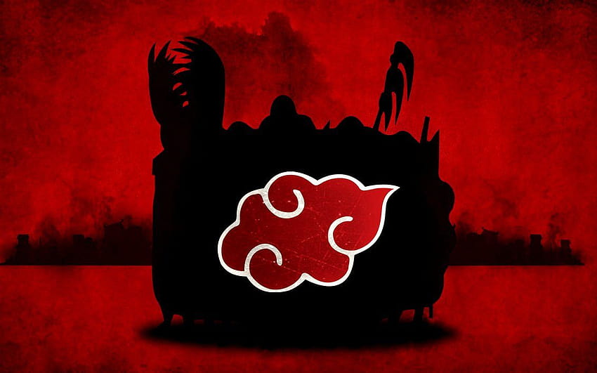 AKATSUKI, rotes Wolkensymbol, Naruto-Wolke HD-Hintergrundbild