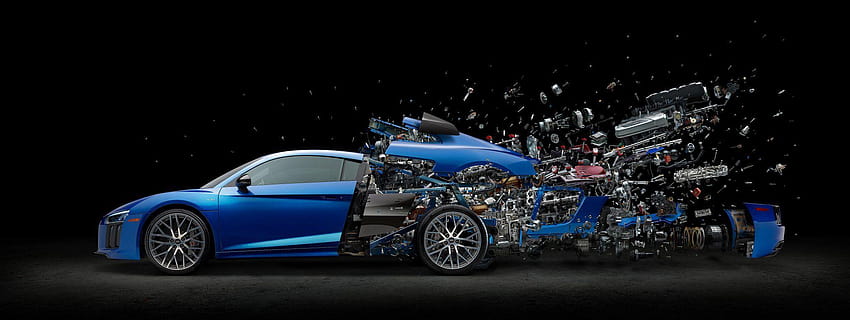 L'artista ha smontato la parte posteriore di un'Audi R8 V10 per questa fantastica disintegrazione Sfondo HD