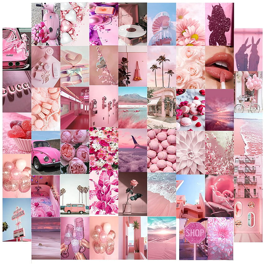 Buy Rivco Pink Wall Collage Kit, Aesthetic Bedroom Decor for Teen Girls ...