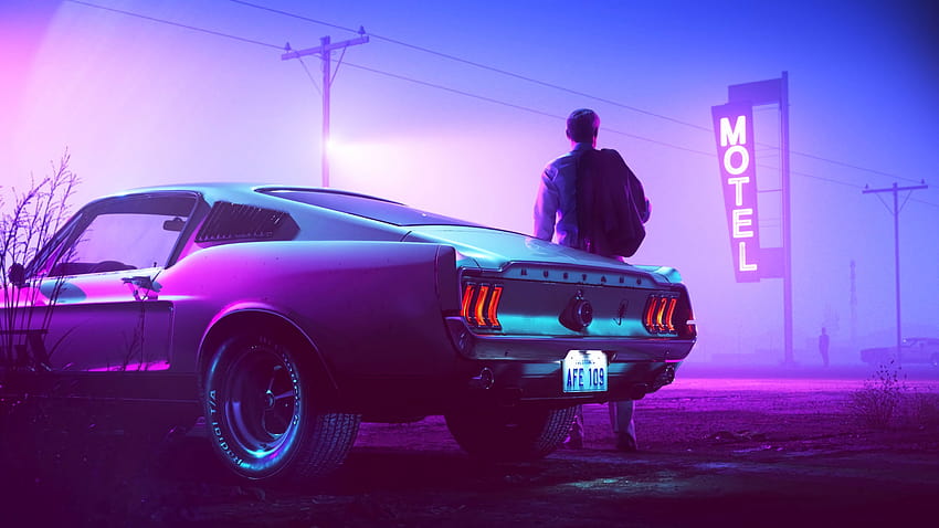 Neon Purple Car, coole Autoästhetik HD-Hintergrundbild