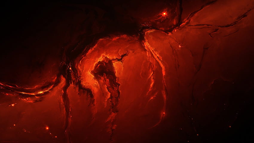 Fire Red Nebula Space Art Universe space , nebula , red artistic digital art HD wallpaper