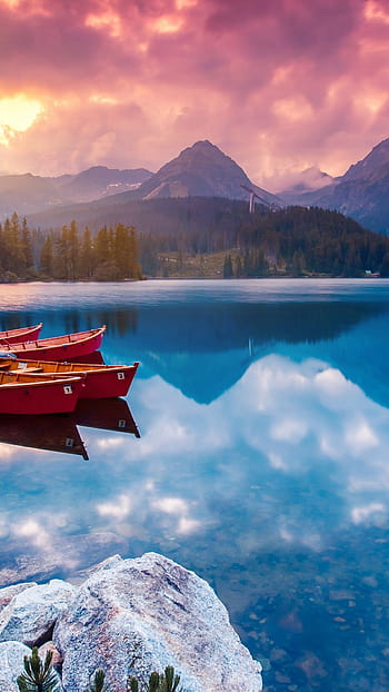 Mountain Lake Reflection Nature Scenery 4K Wallpaper iPhone HD Phone #3850h