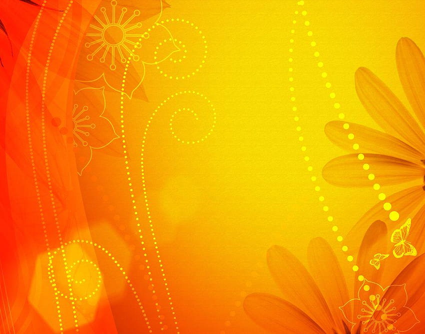 Orange Floral Summer Tła dla programu PowerPoint, pomarańczowe tło Tapeta HD